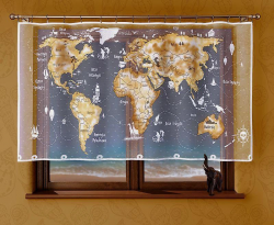 Firanka dziecięca MAPA świat atlas 215x120cm żabki