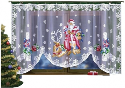 Firanka gotowa Mikołaj 300 x 150 cm firana świąteczna