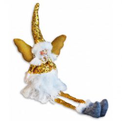 Aniołek świąteczny siedzący 34 cm złoty