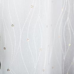 Firanka haftowana ze wzorem po całości, wysokość 280cm, kolor 002 biały ze złotymi cekinami 112649/9