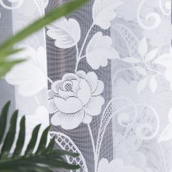 Kwiaty Firanka żakardowa 023006 - wys 250x150 cm - biała